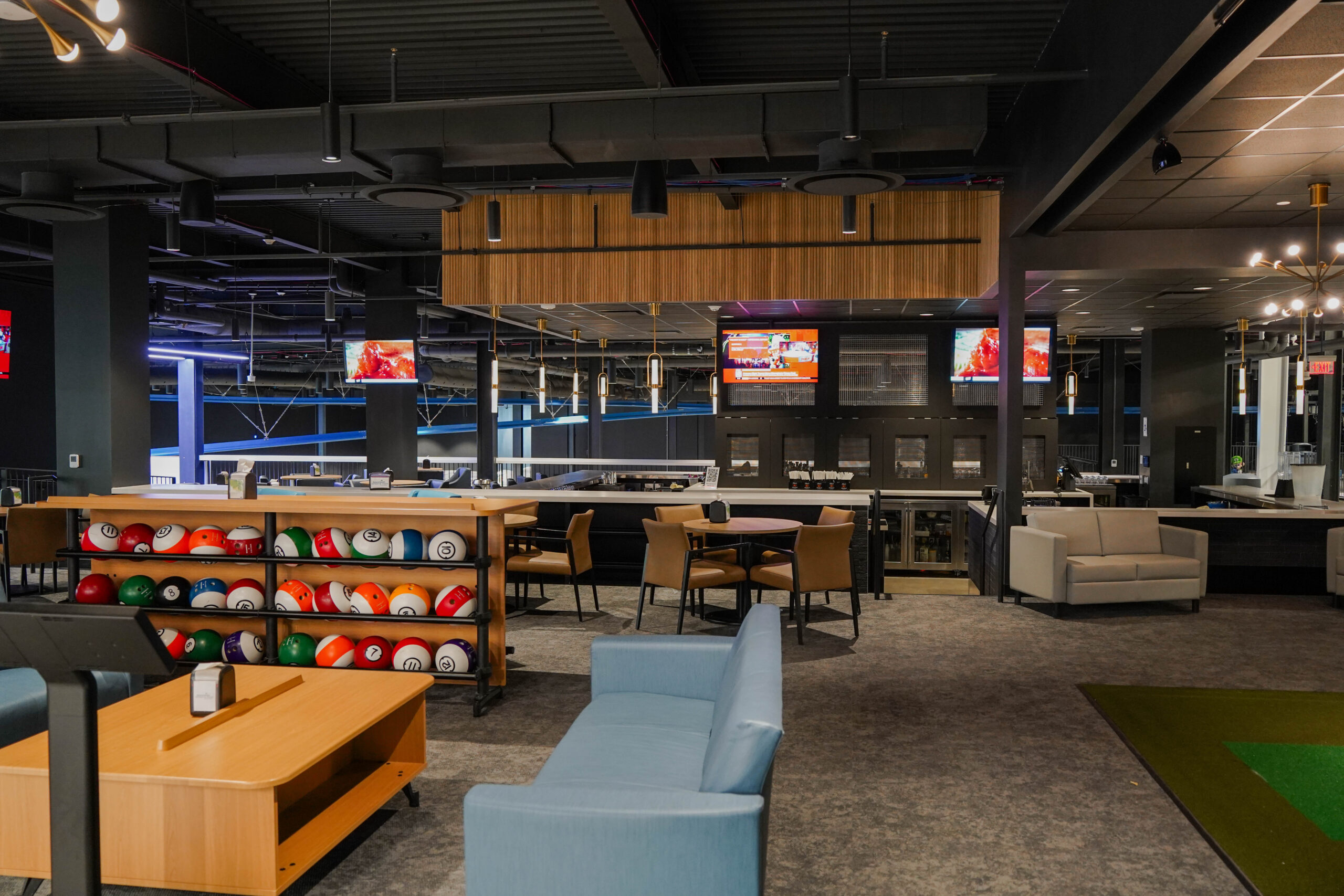 Bowling alley lounge at Bluhawk Sports Park